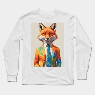 Fox in a tie dye suit Long Sleeve T-Shirt